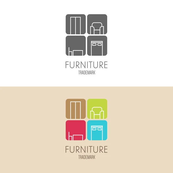 Inspirasi label dengan furnitur - Stok Vektor