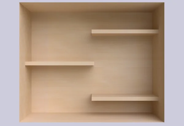 Three shelves on the wall. — Stock Photo, Image