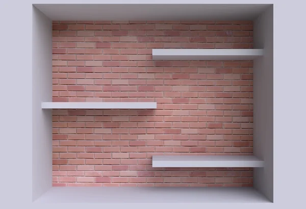 Three shelves on the wall. — Stock Photo, Image