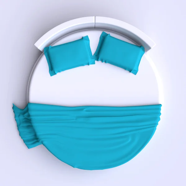 Круглая кровать с подушками — стоковое фото