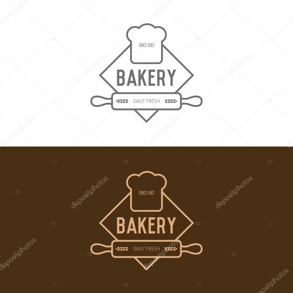 Set of two bakery logos in white and brown colors