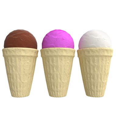Çikolata, beyaz ve pembe dondurma waffle bardak