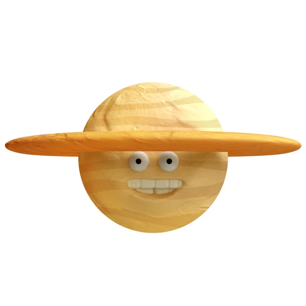 Yellow cartoon planet — Stock Photo, Image