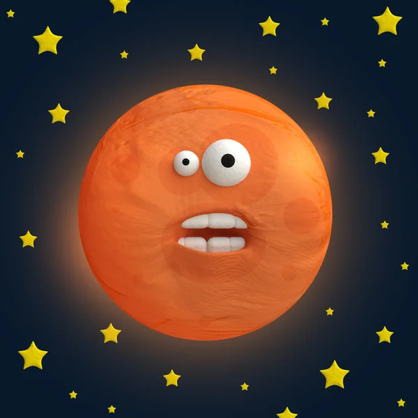 Planeta dos desenhos animados laranja — Fotografia de Stock