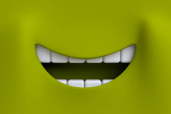 Zelená kreslená úsměv. — Stock fotografie