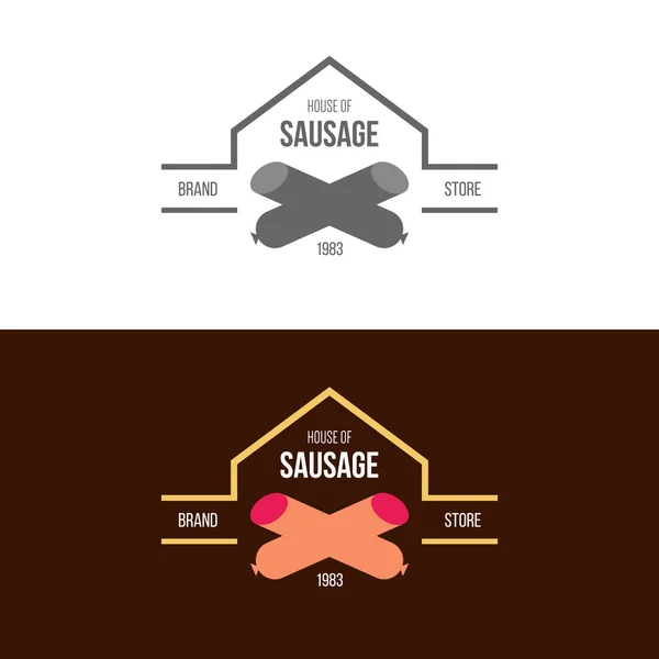 Логотип з ковбасою та іншими м'ясними продуктами — стоковий вектор