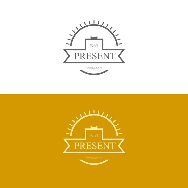 Logo mit Geschenk, Geschenk oder Schachtel — Stockvektor