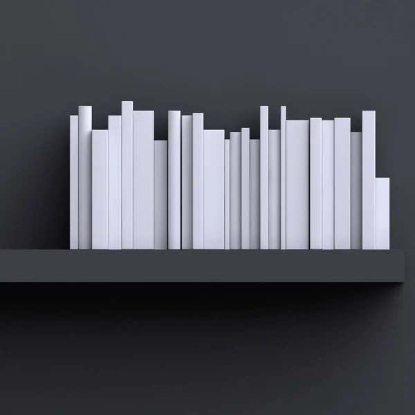 Plank op muur met boeken — Stockfoto