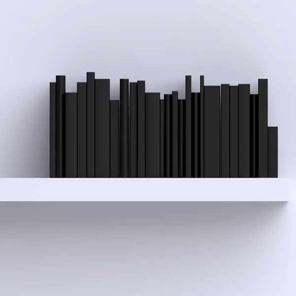 Shelf with black books — Stock Photo, Image