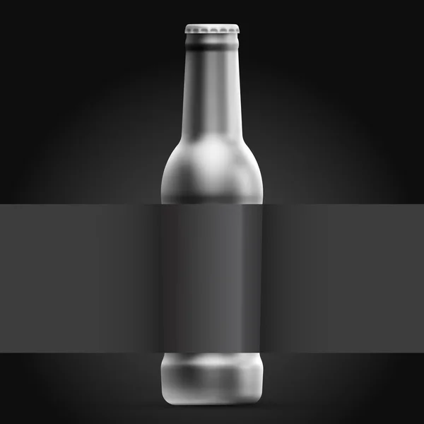 Botella gris y etiqueta . — Vector de stock