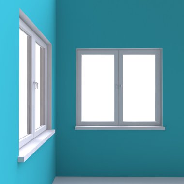 Odanın köşesinde iki pencere.