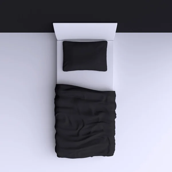 Ліжко з подушкою і ковдрою — стокове фото
