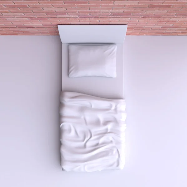 Bed with pillow and blanket — Stock Photo, Image