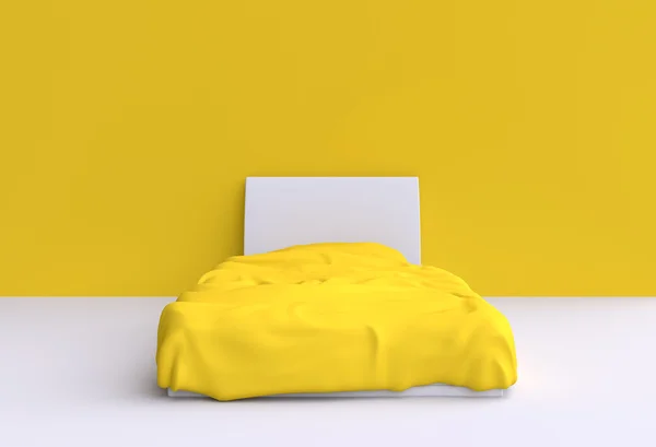 Bed met deken in de kamer — Stockfoto