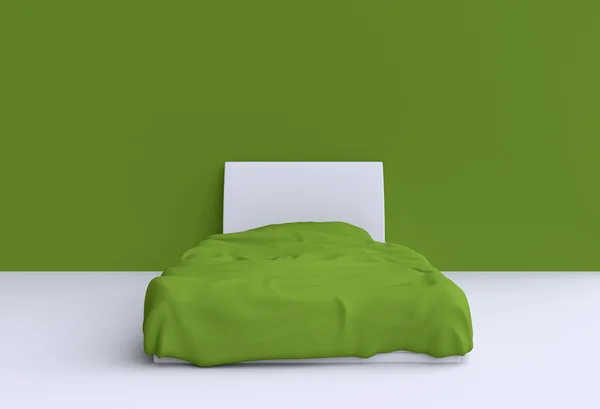 Cama com cobertor no quarto — Fotografia de Stock