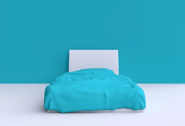 Bett mit Decke im Zimmer — Stockfoto