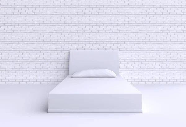 Cama com travesseiro no quarto — Fotografia de Stock