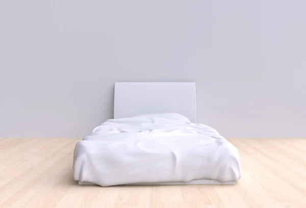 Cama com cobertor no quarto — Fotografia de Stock