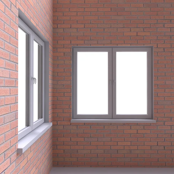 Dos ventanas en la esquina de la habitación . —  Fotos de Stock
