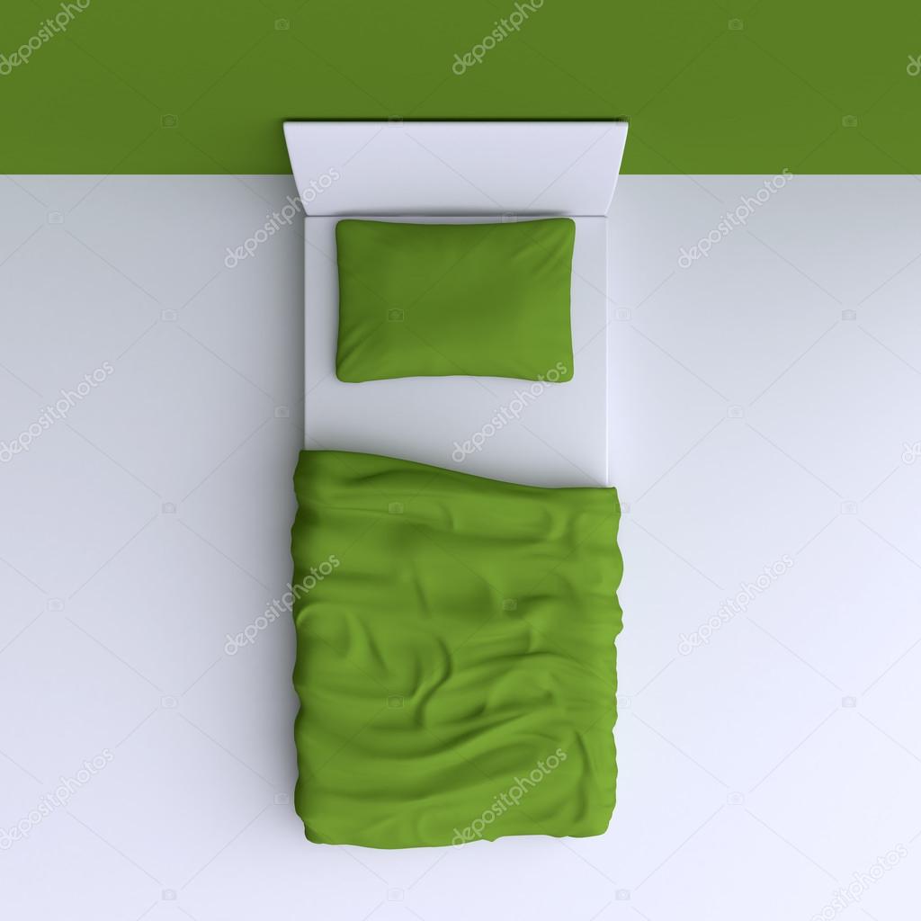 Bed with pillow and blanket