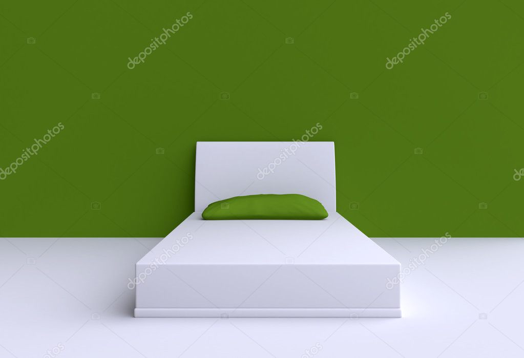 Bed with pillow in the room