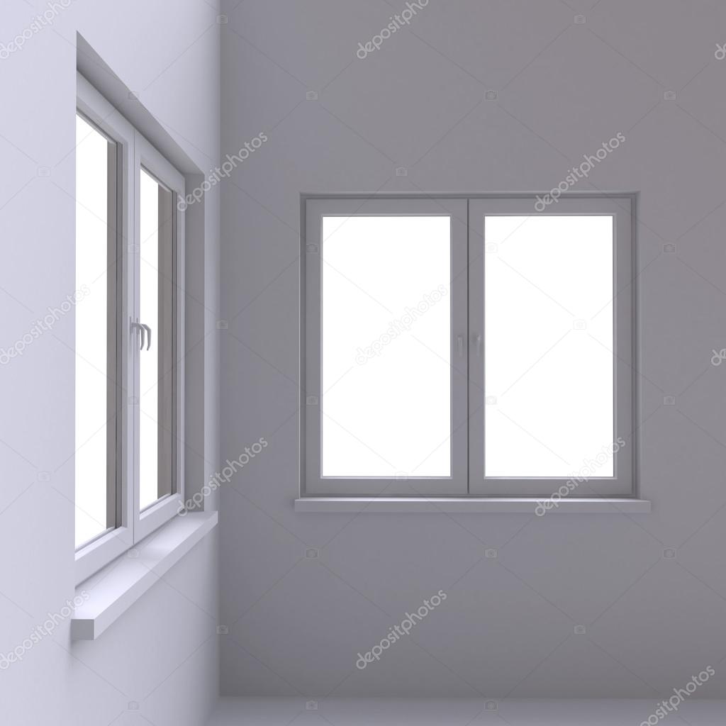 Two windows in the corner of the room.