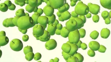 Yeşil elma akışı yavaş hareket üzerinde beyaz ile