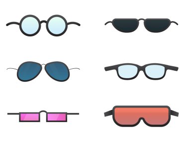 Vektör renkli Güneş gözlükleri. Kolay düzenleme için ayrı katmanlar