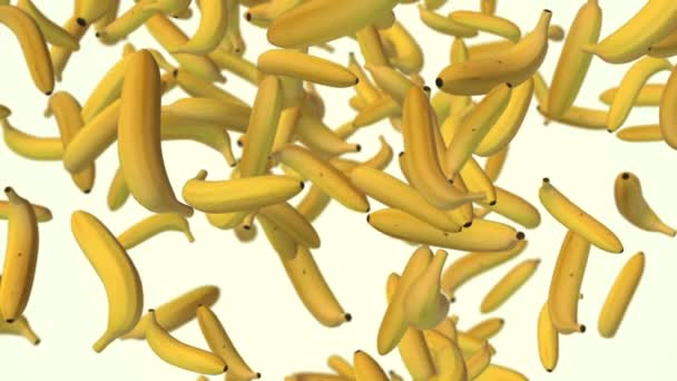 Banane tombante sur fond blanc . — Video