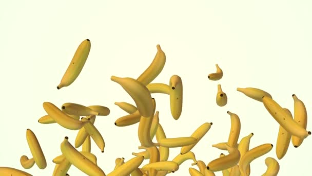 Falling banana on white background. — Stock Video