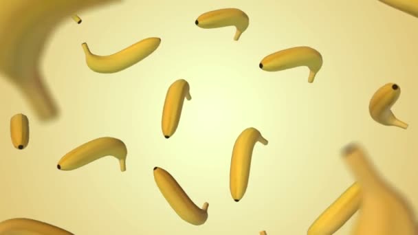 Flying banana on gradient background. — Stock Video