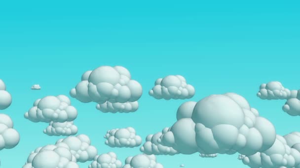 Cartoon vliegende wolken aan de hemel overdag. — Stockvideo