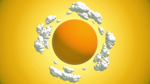 Cartoon planeet met vliegende wolken. — Stockvideo