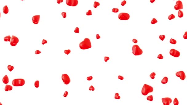 在白色背景上红色的心也要飞翔. — 图库视频影像