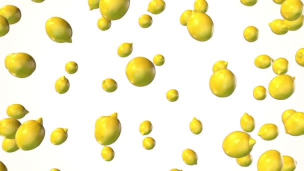 Fallande citron på vit bakgrund. — Stockvideo