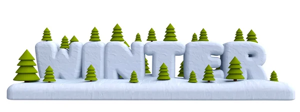 Lettering winter with Christmas trees in plasticine or clay style. — Stock Photo, Image