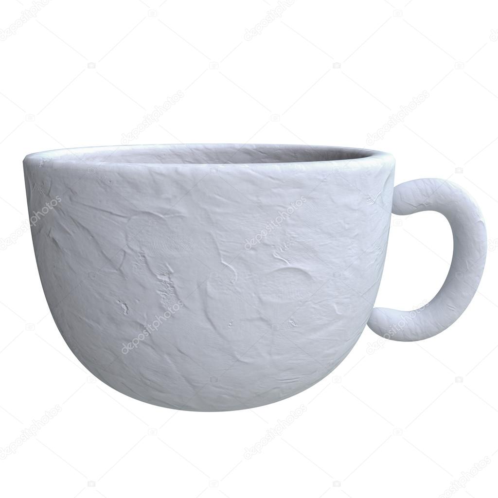 Coffee cup in plasticine or clay style.