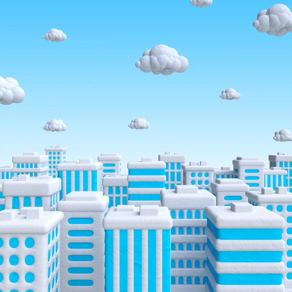 Cartoon gebouwen in plasticine of klei stijl — Stockfoto