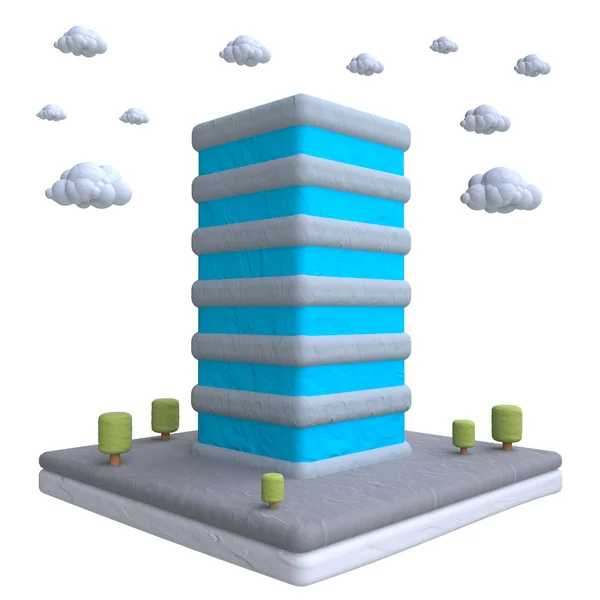 Cartoon building in plasticine or clay style — Stock Photo, Image