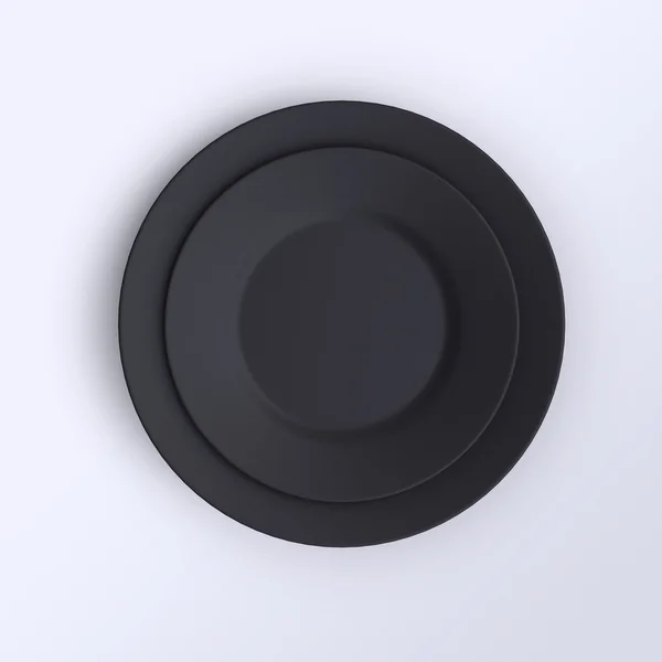 Черные пустые тарелки — стоковое фото