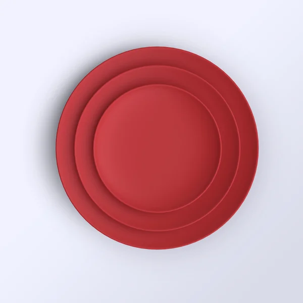 Prázdné talíře červené — Stock fotografie