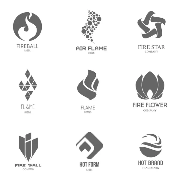 Шаблони логотипів встановлені з вогнем — стоковий вектор