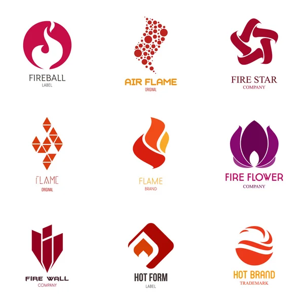 Mallar logotyper som med eld — Stock vektor
