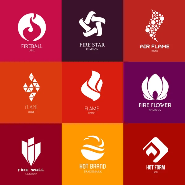 Plantillas logos con fuego — Archivo Imágenes Vectoriales