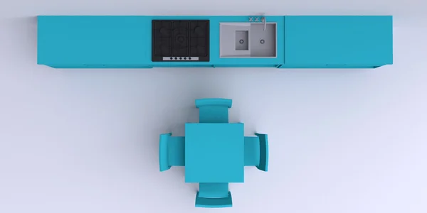 Küchenmöbel in der Zimmerecke — Stockfoto