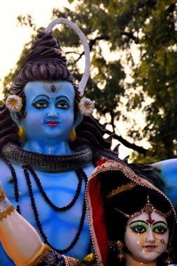 Hint Hindu tanrısı Şiva ve Parvati 'nin panoramik tablosu. mahashivratri, Hindu festivali