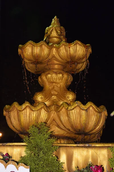 Décoration Réception Mariage Indien Dans Jardin Ouvert Nuit — Photo