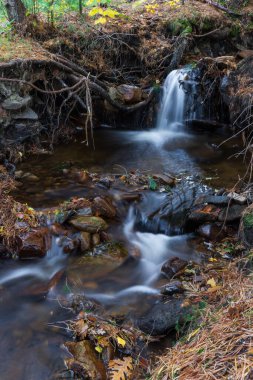 Moncayo doğal parkında sonbahar manzarası ve şelale.
