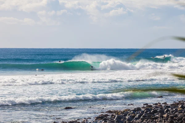 Surfista montando una hermosa ola de la mano derecha en Australia —  Fotos de Stock