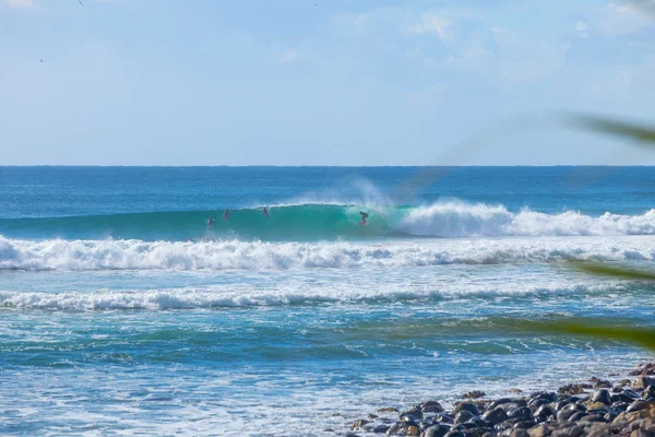 オーストラリアの美しい右手波に乗っているサーファー — ストック写真